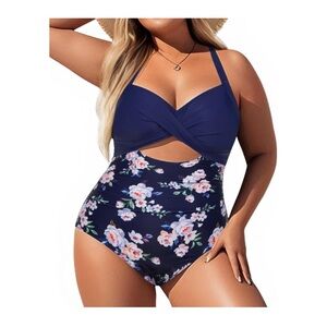 New Women 22W Yonique Plus Size One Piece Swimsuit for Women Tummy Control Bathi